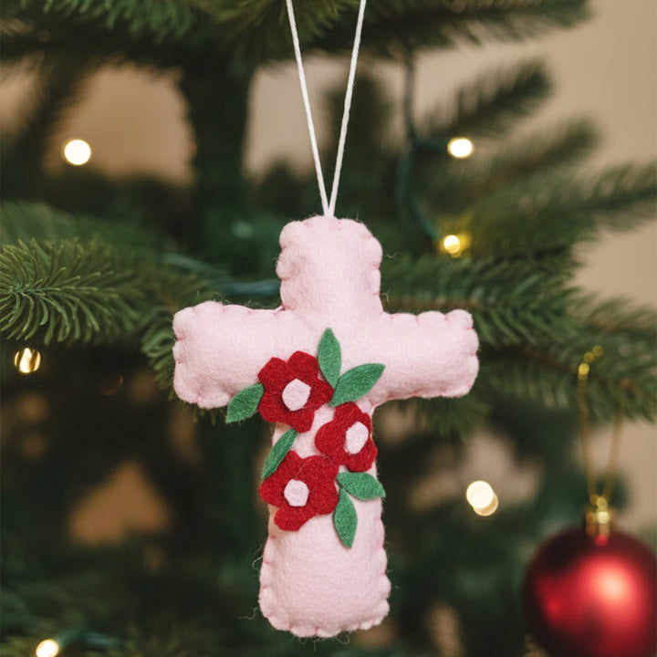 Handmade Cross Felt Ornament For Christmas Tree Decoration