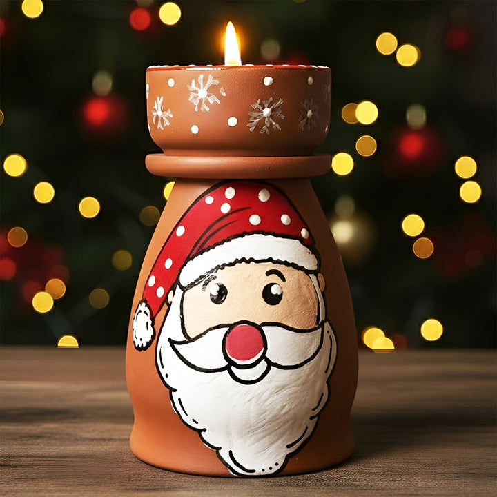Hand-Painted Santa Tealight Holder For Christmas Decoration