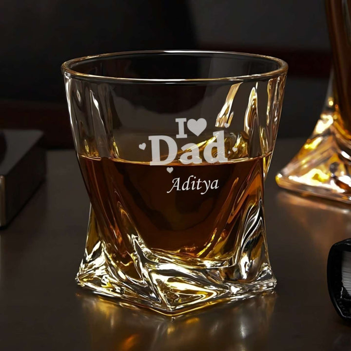 Personalized  Engraved I Love Dad Theme Whiskey Glass | 310 ml