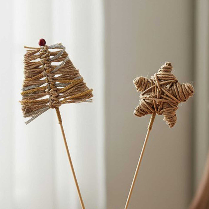 2 Pc | Handmade Merry Star And Frill Tree Sticks