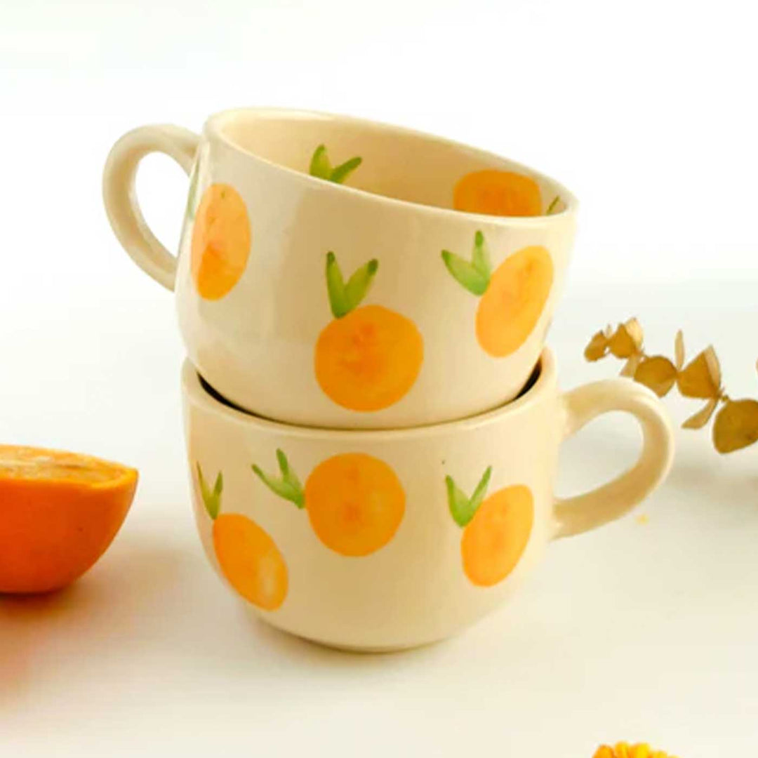 Handmade The Orange Affair Design Ceramic Mug