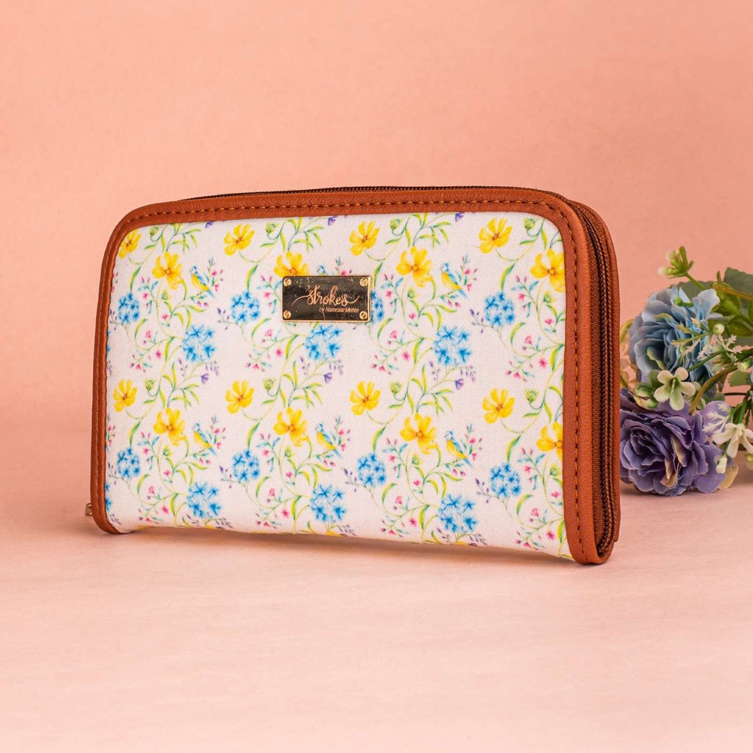 Vintage Blooms Vegan Leather Zipper Wallet