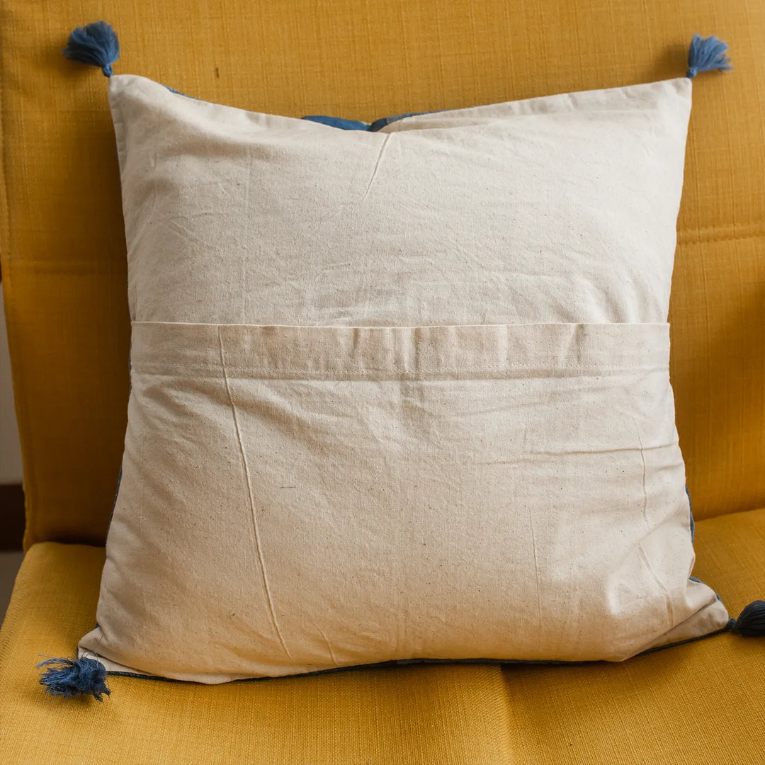 Upcycled Hand Embroidered Denim Spiral Eco-Friendly Cushion Cover | Set Of 2