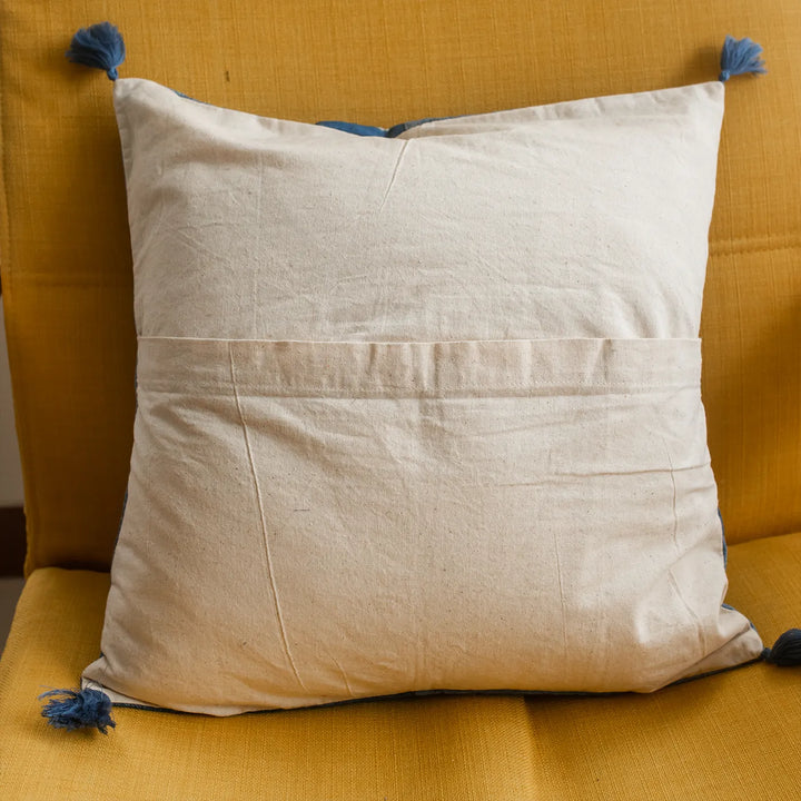 Upcycled Hand Embroidered Denim Spiral Eco-Friendly Cushion Cover | Set Of 2