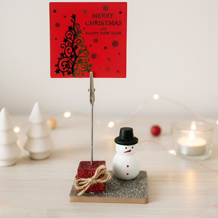 Little Snowman Theme Wooden Photo Holder Stand