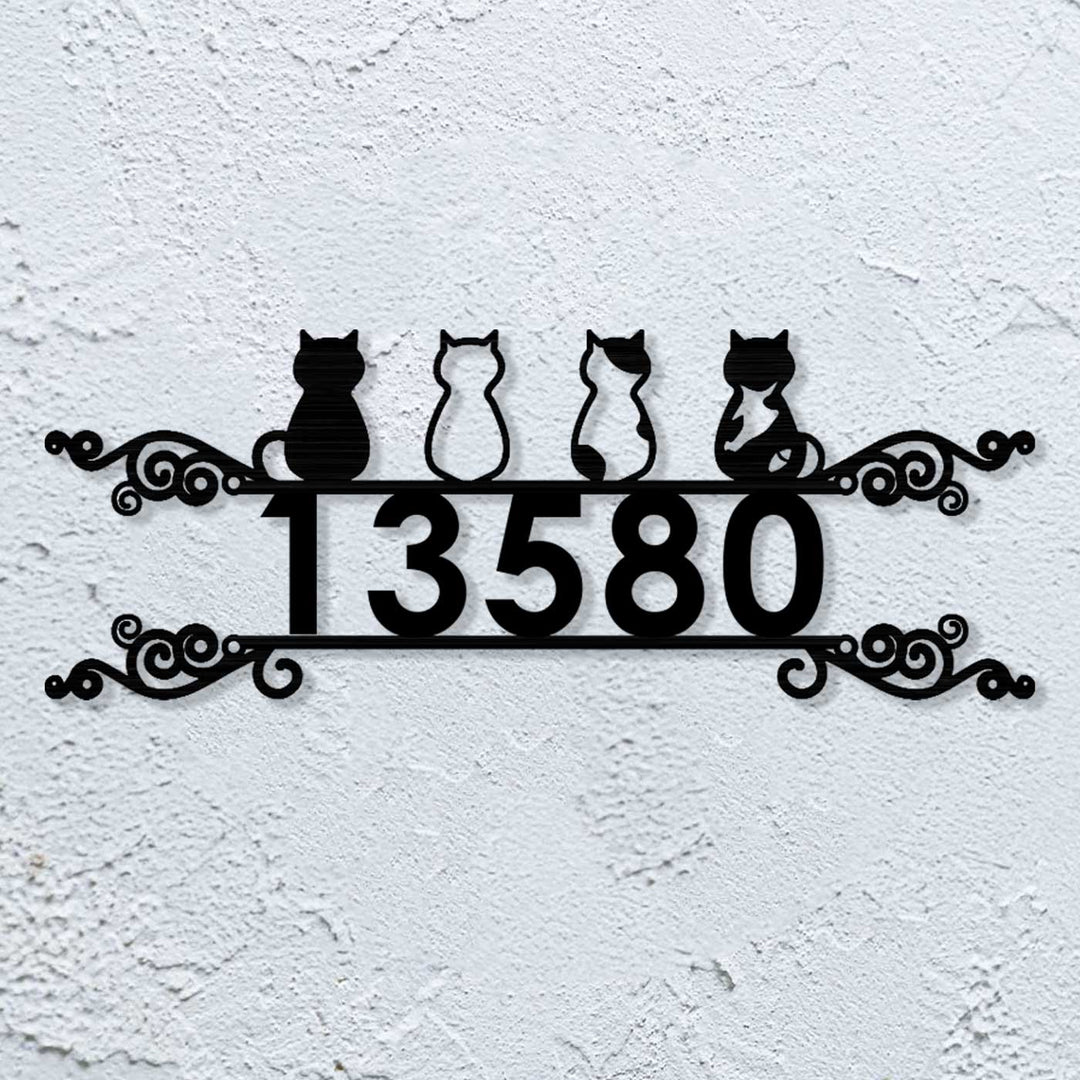 Personalized Laser Cut Cats Theme Steel Name Plate