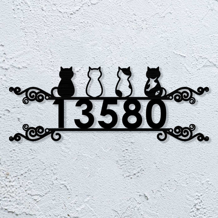 Personalized Laser Cut Cats Theme Steel Name Plate