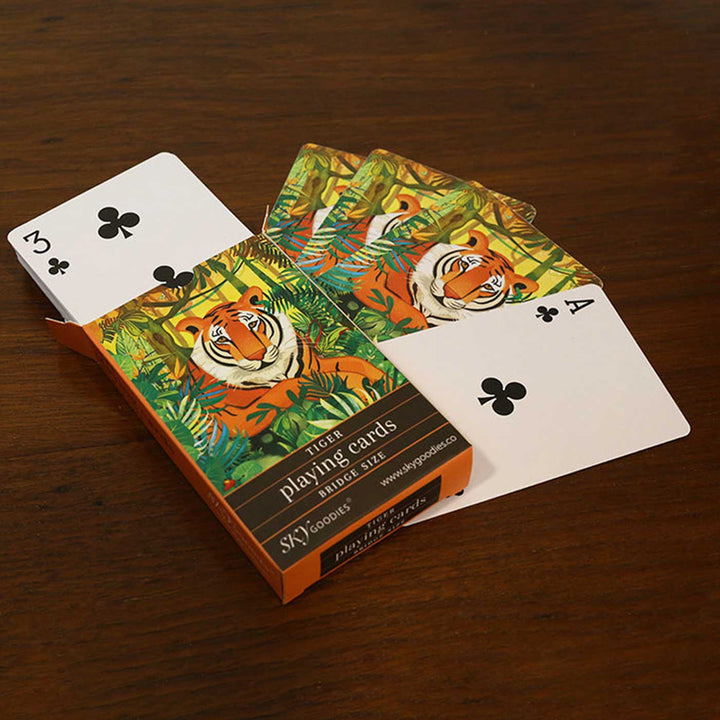 Handmade Printed Tiger Design Bridge Size Playing Cards