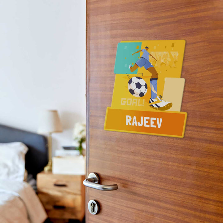 Personalized Boy's Football Goal Theme Acrylic Kids Name Plate