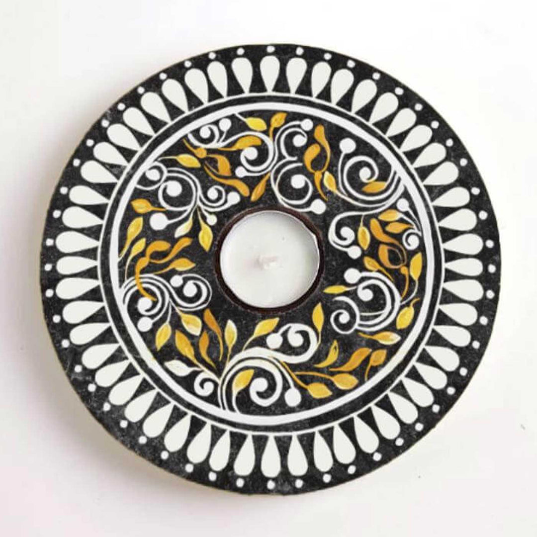 Hand-Painted Iraya Wooden Tealight Holder