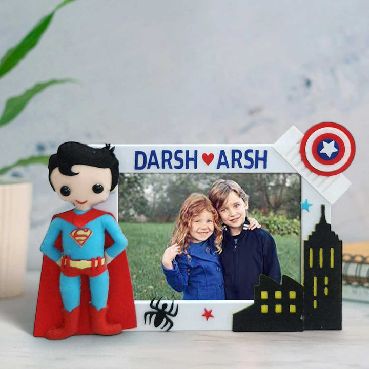 Personalized Superman Superhero Theme Felt Photo Frame