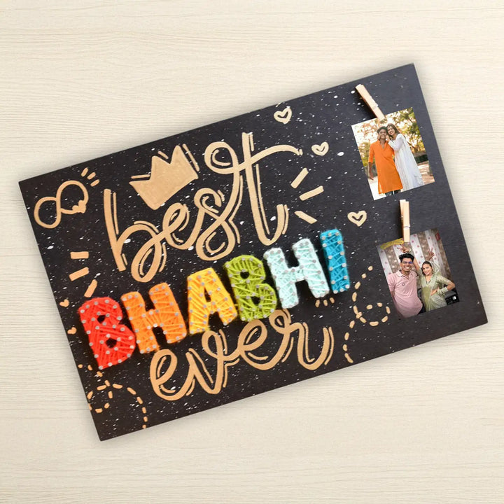 Handmade String Art "Best Bhabhi Ever" Mdf Wood Decorative Plaque