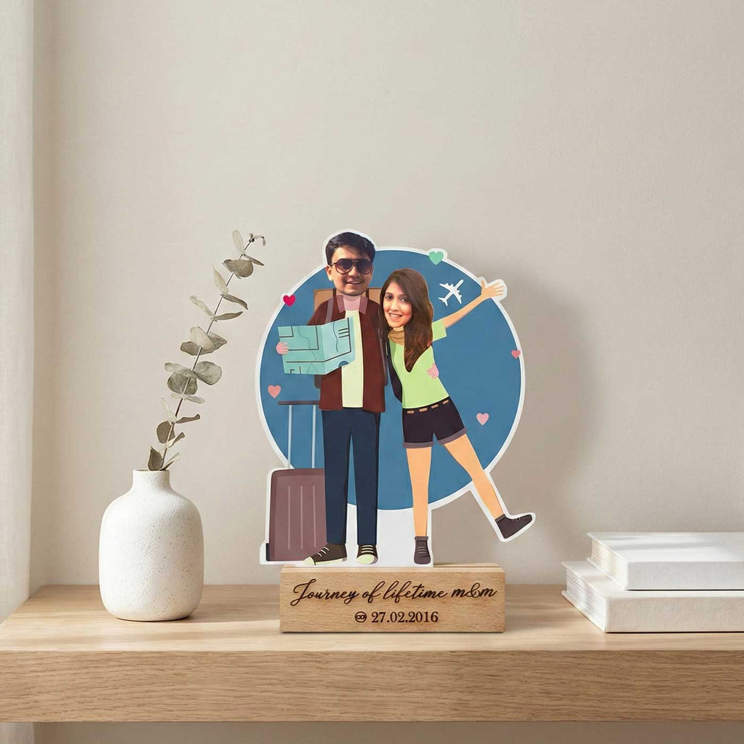 Photo Personalized Travel Couple Acrylic Caricature Cutout
