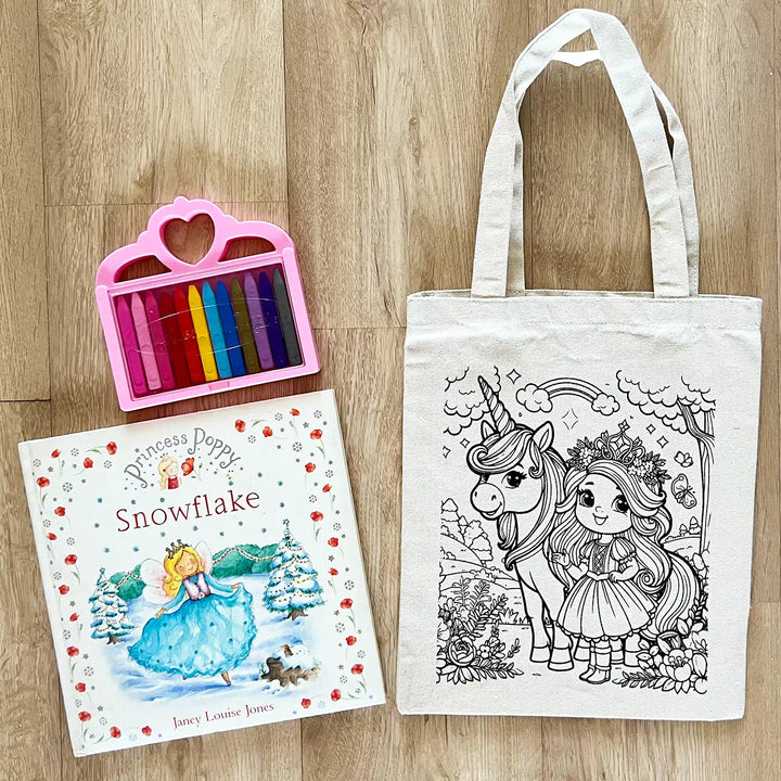 DIY Colour It Yourself Little Princess & Unicorn Cotton Kids Tote Bag