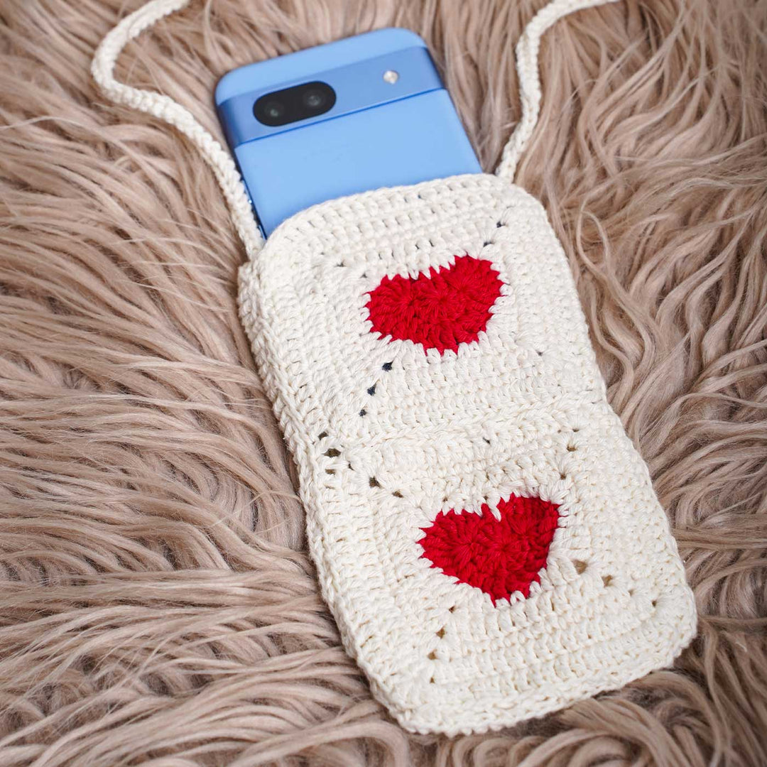Handmade Crochet The Heart Cotton Mobile Sling Bag
