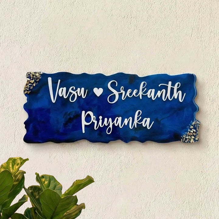Personalized Navy Blue Resin Name Plate