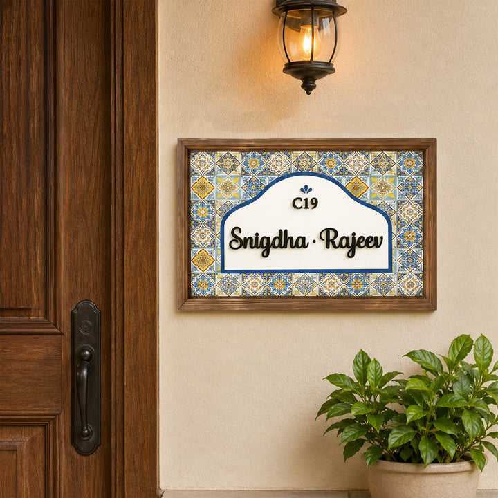Personalized Tile Tale Printed Wooden & Acrylic Name Plate with 3D Letters