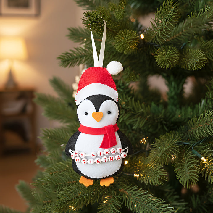 Handmade "My First Christmas" Felt Penguin Ornament For Tree Decoration