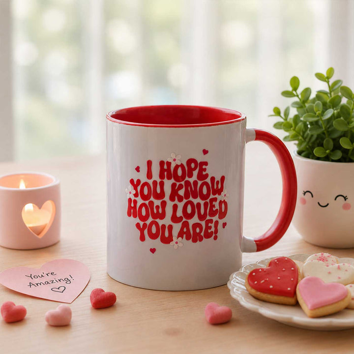 Handmade Glazed Ceramic "Love Quote" Theme Illustrated Mug For Kids
