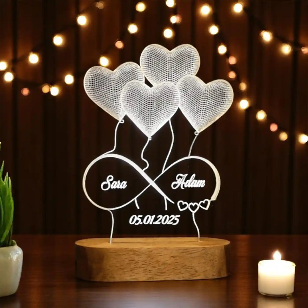 Personalized Heart Theme Acrylic Table Lamp