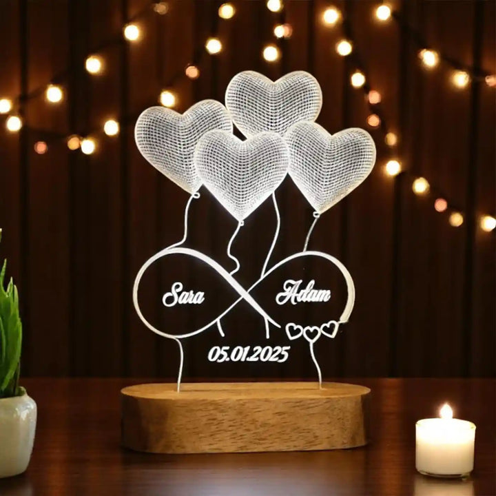 Personalized Heart Theme Acrylic Table Lamp