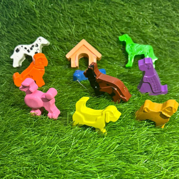 Handmade Non-Toxic Dog Shaped Crayons | Set Of 9