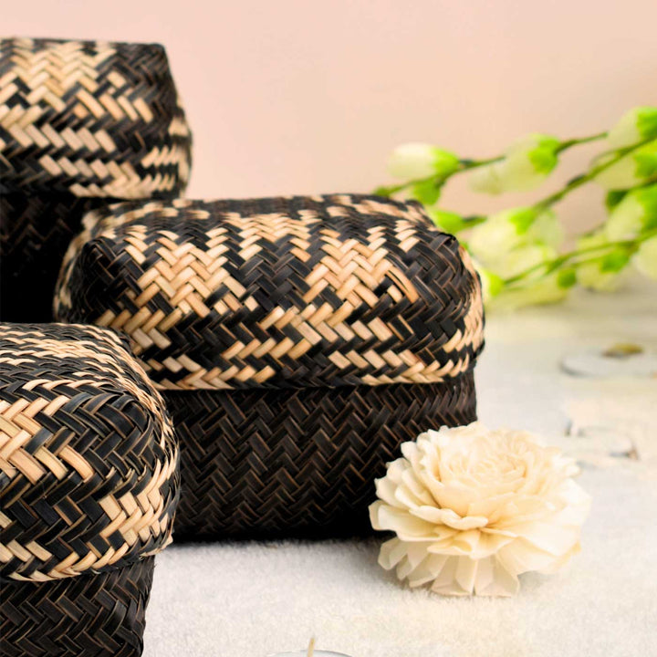 Handwoven Balanced Symmetry Shitalpati Gift Box | Set Of 3