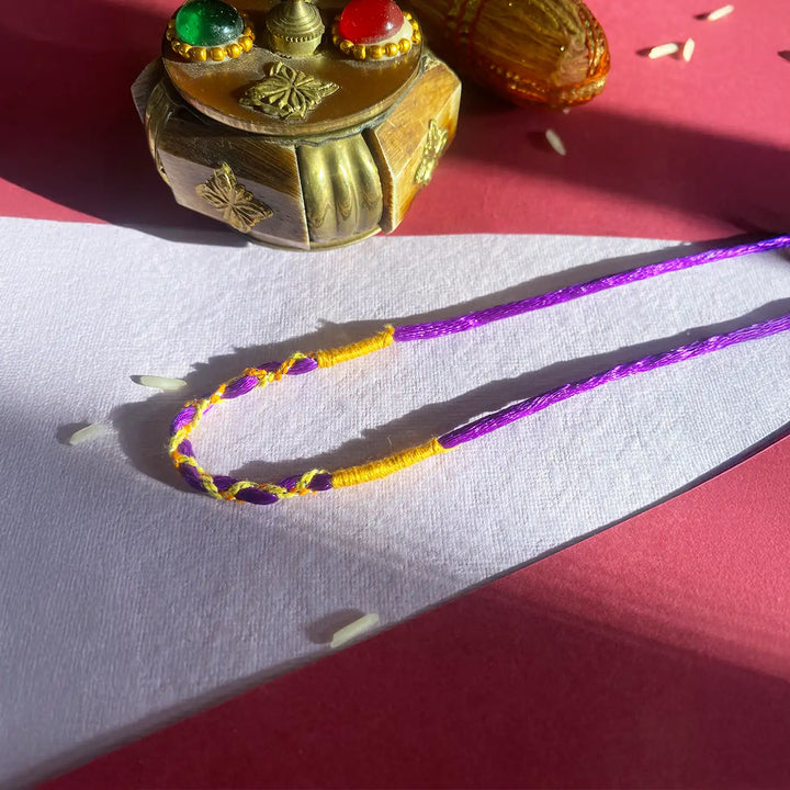 Handmade Ecofriendly Braided Multicolour Rakhi With Roli Chawal