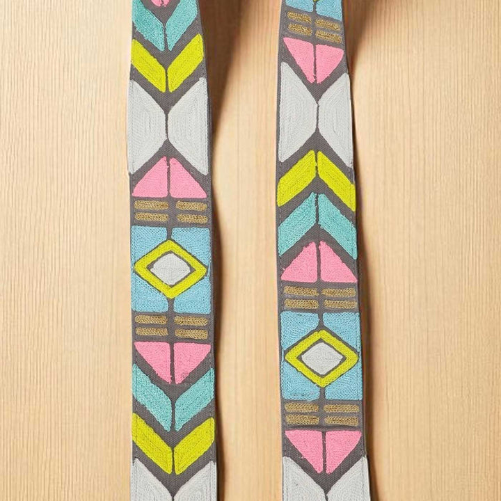 Handmade Grey Colorful Design Canvas Bag Strap