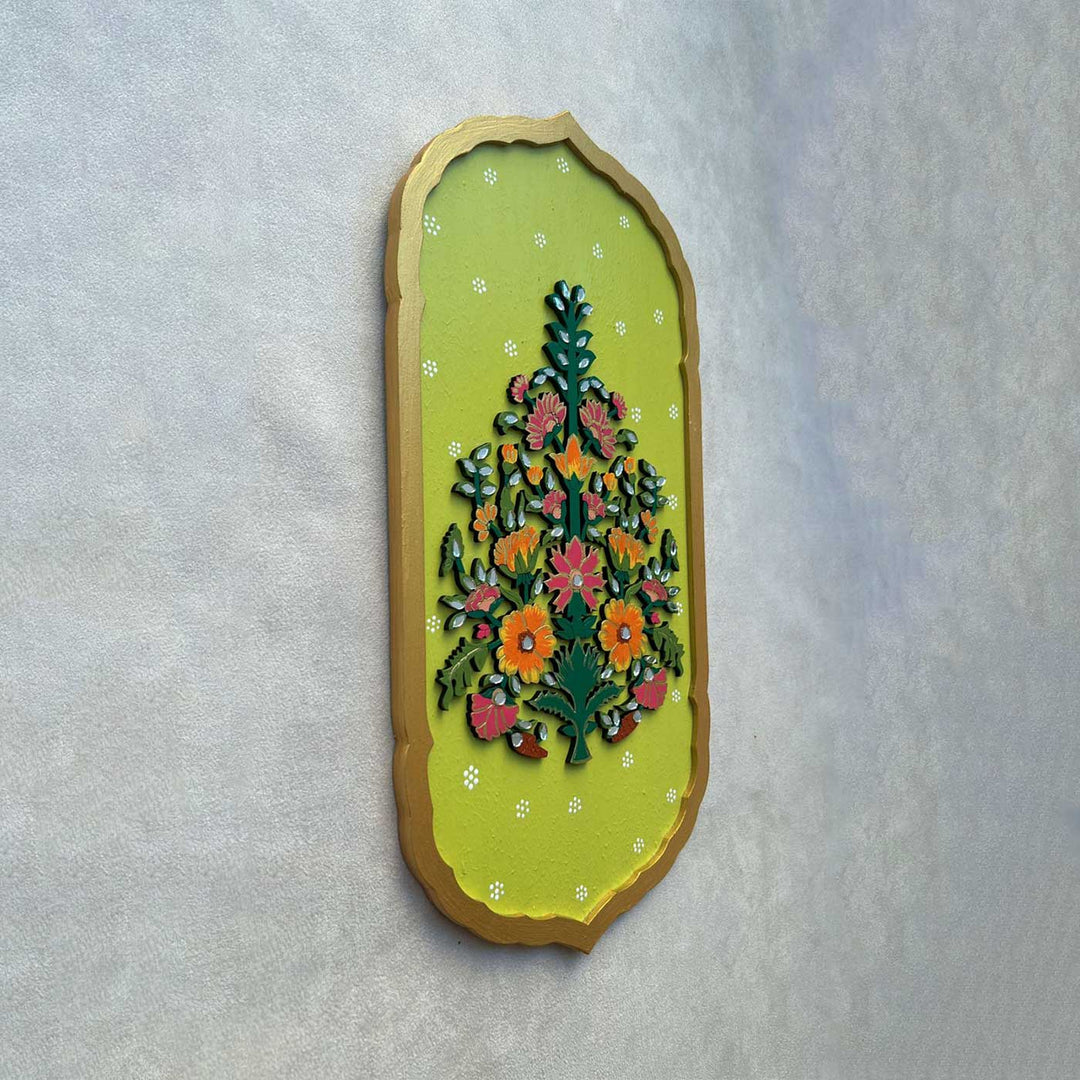 Hand-Painted Floral Motif MDF Wood Wall Decor