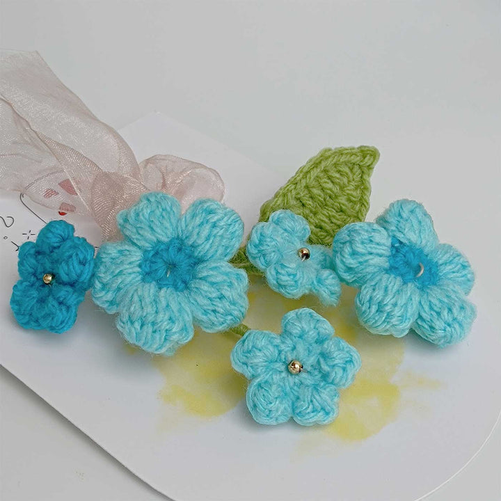 Handmade Crochet 3D Blue Floral Blossom Greeting Card