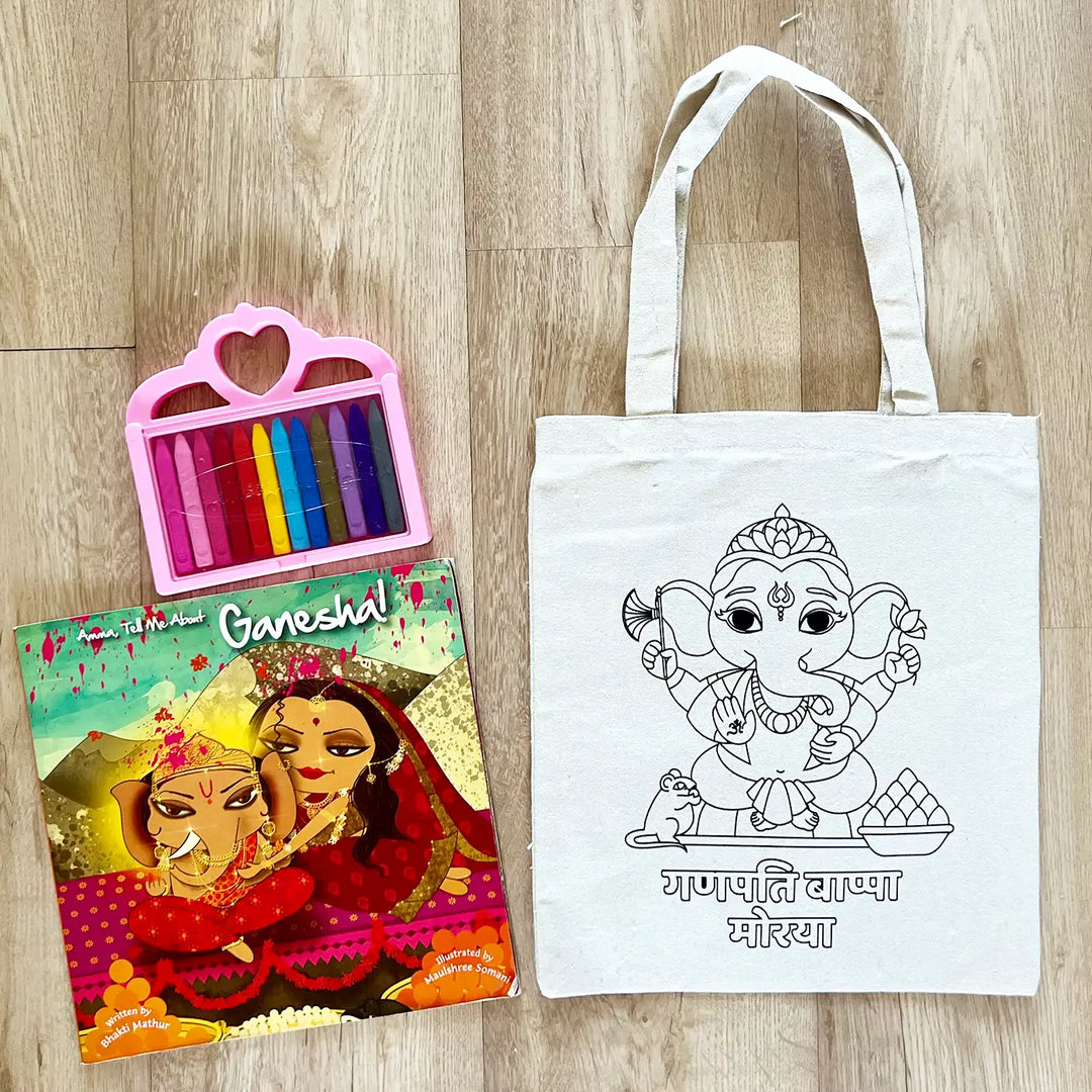 DIY Colour It Yourself Lord Ganesha Cotton Kids Tote Bag