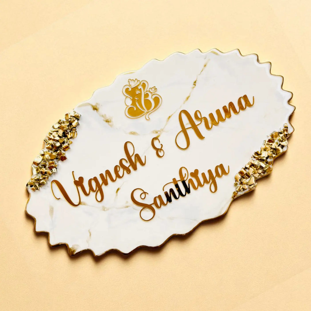 Personalized White Oval Resin Name Plate