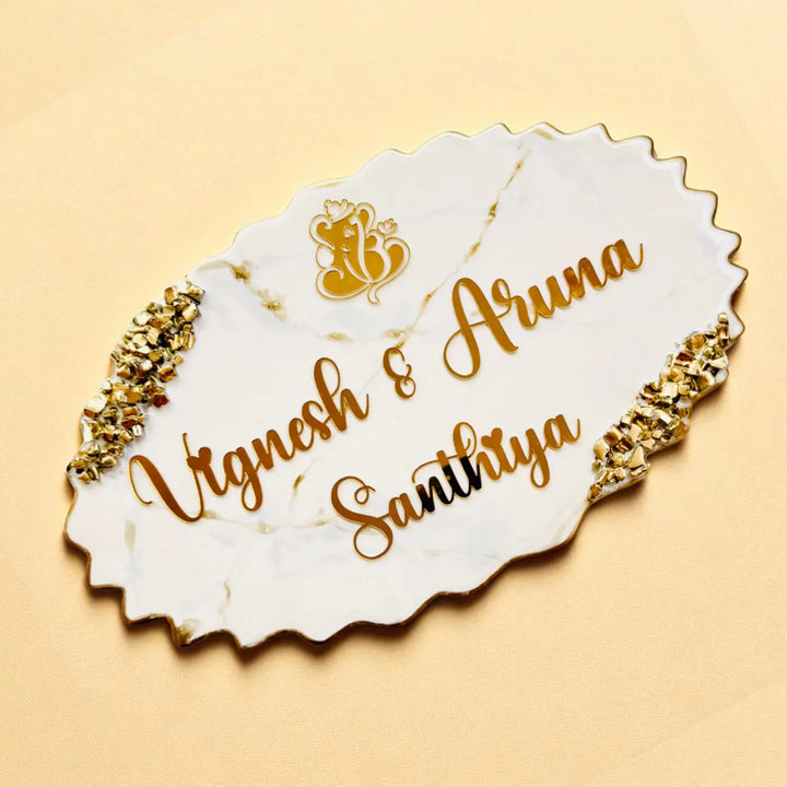 Personalized White Oval Resin Name Plate