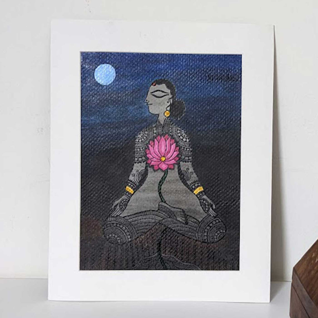 7 x 9  Inch | Sacred Akash | Original Hanpainted Madhubani Panch Tatva Painting | Natural Colors On Paper