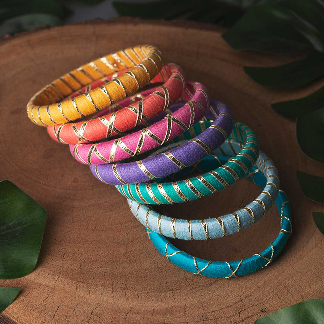 Multicolor Handcrafted Traditional Gotta Patti Bangles | Set of 7