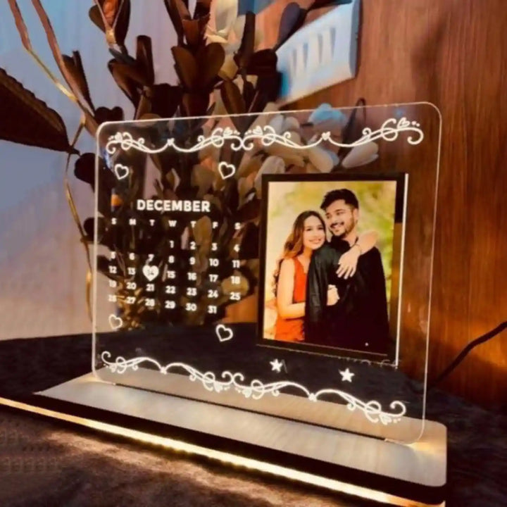 Photo Personalized Printed Calendar Theme Acrylic Table Lamp