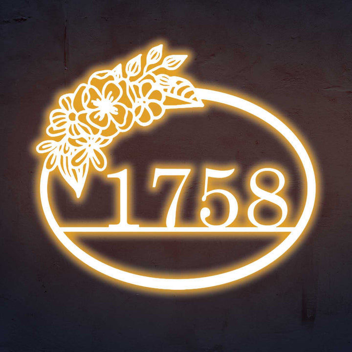 Personalized Laser Cut Floral Design Steel Name Plate