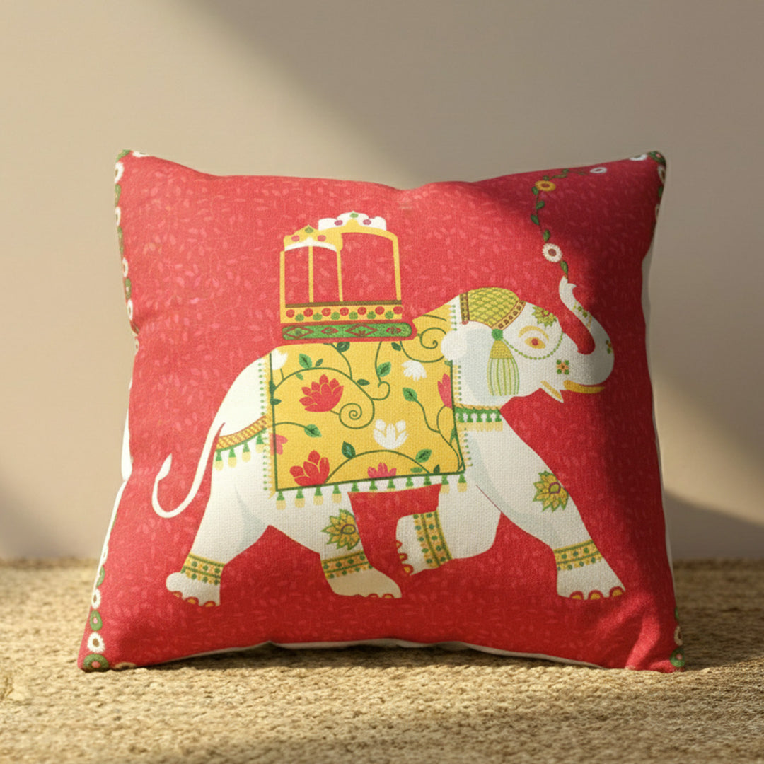16 Inch | Printed Royal Elephant Cushion Cover