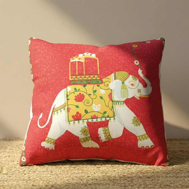 16 Inch | Printed Royal Elephant Cushion Cover