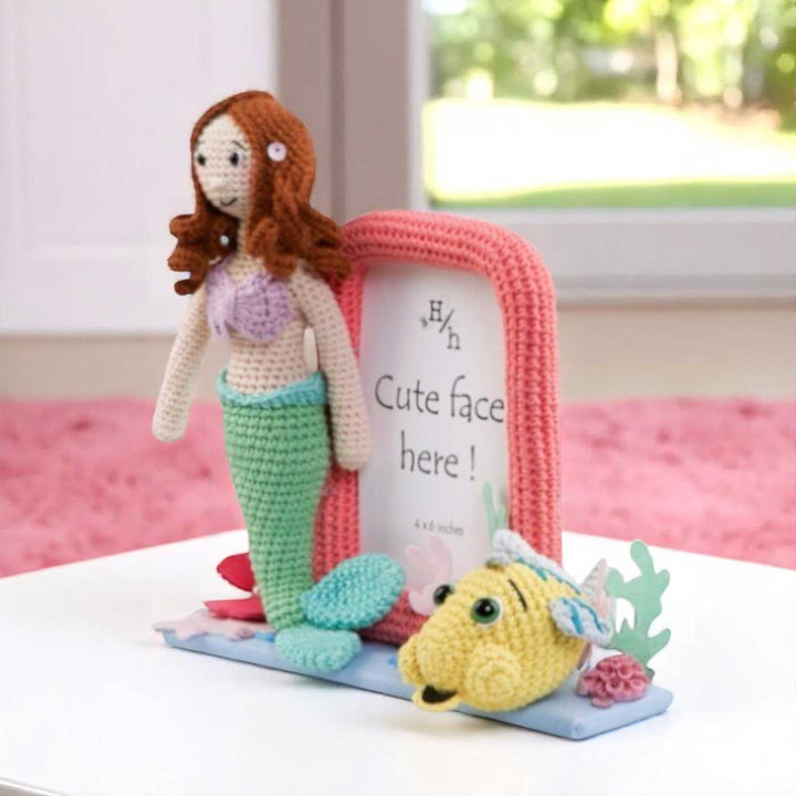 Handmade Crochet Mermaid Photo Frame for Kids