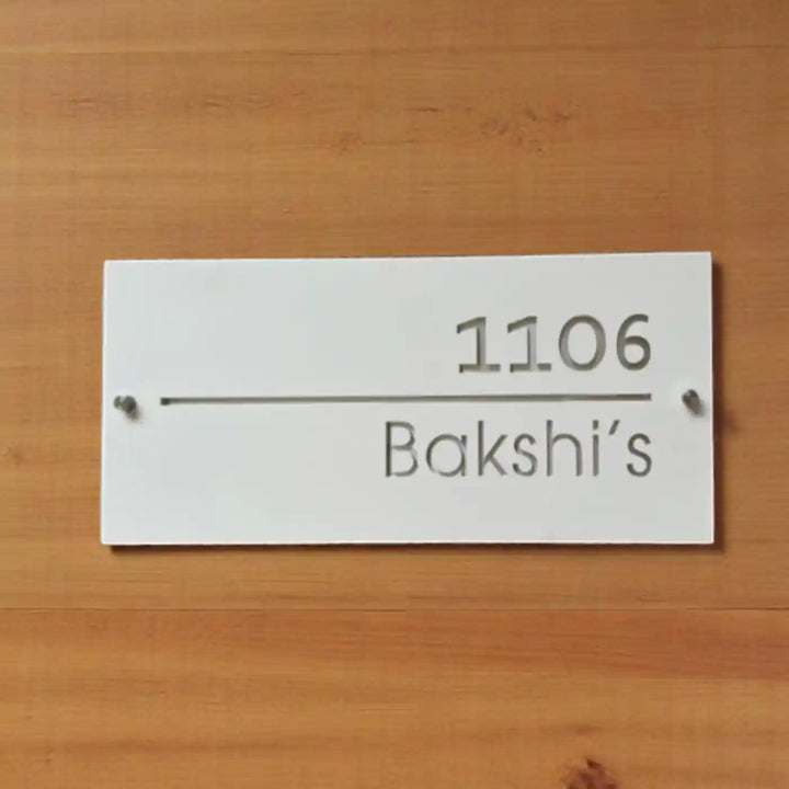 Personalized Laser Cut White Minimal Design Metal Name Plate