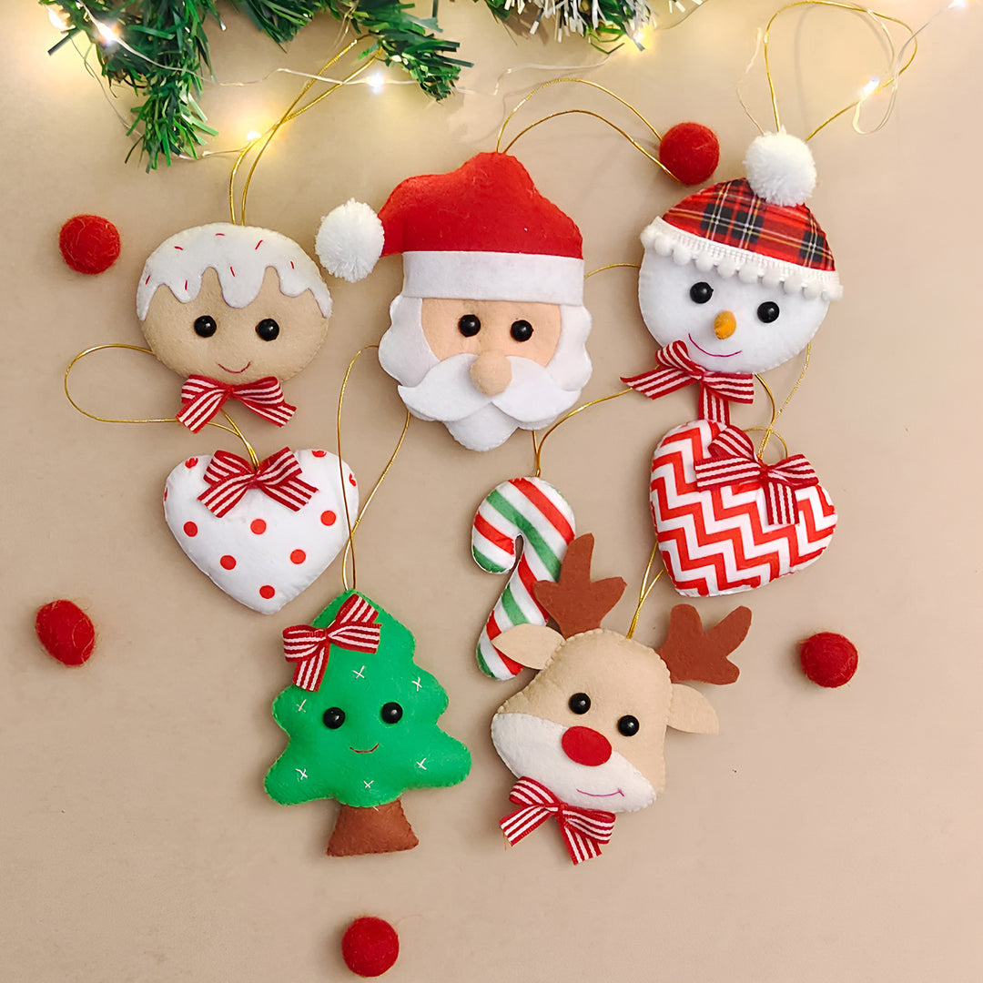 8 Pc | Handmade Felt Ornaments For Christmas Tree Decoration