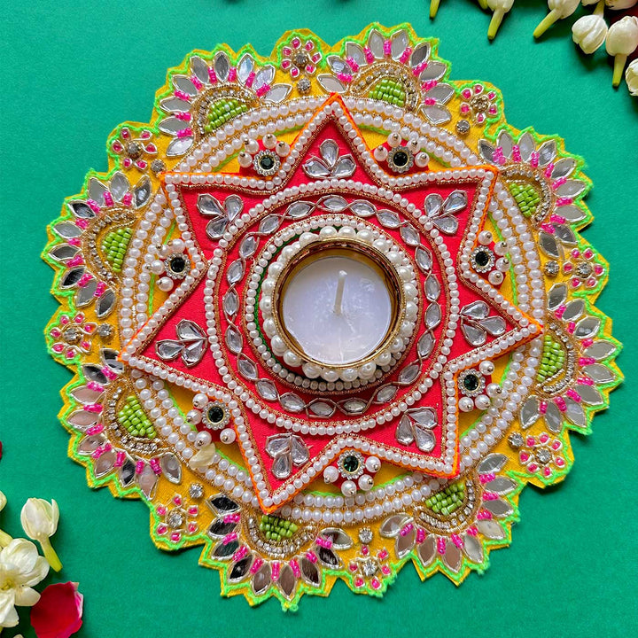 Handmade Decorative Red Star Rangoli