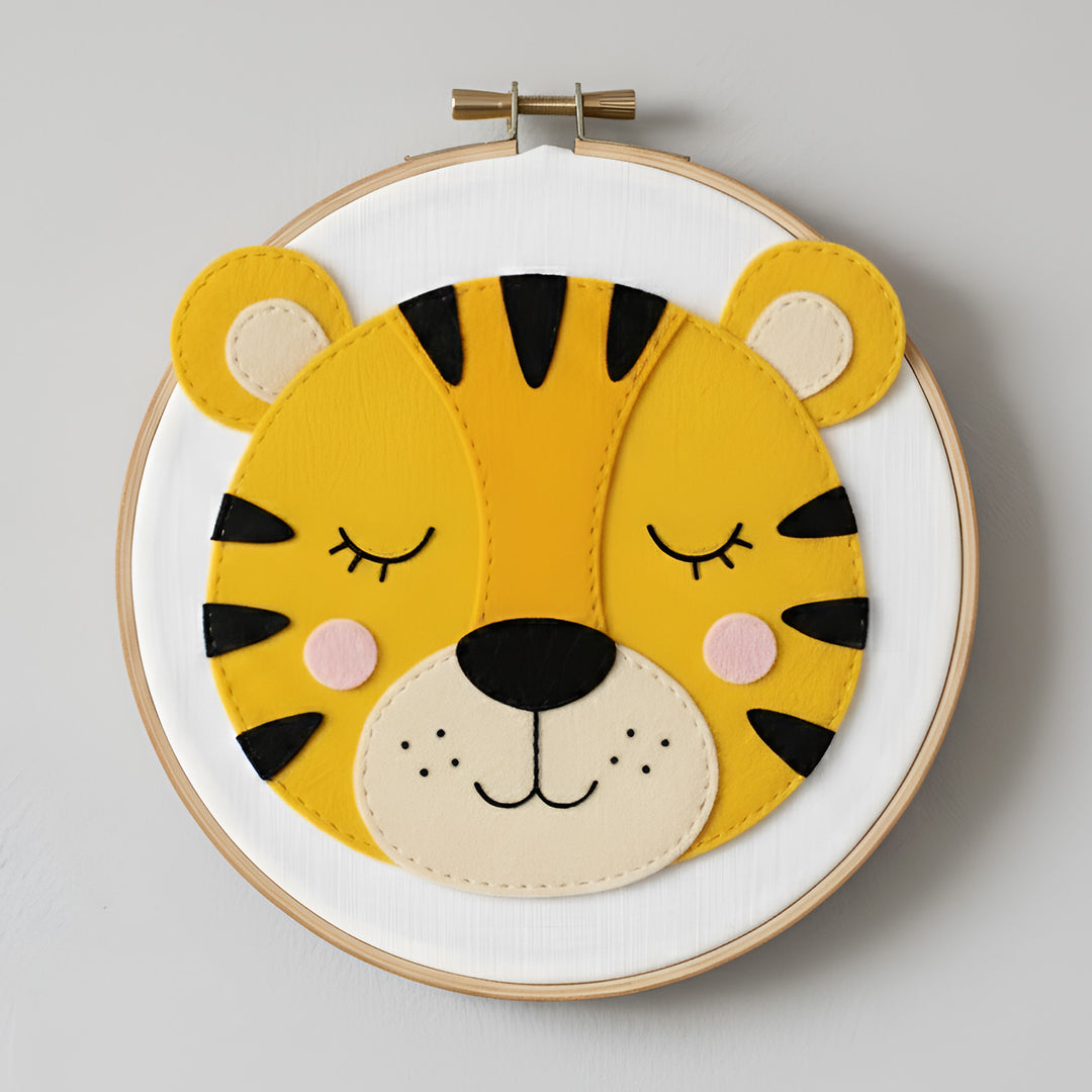 Handmade Tiger Theme Felt Wall Hoop