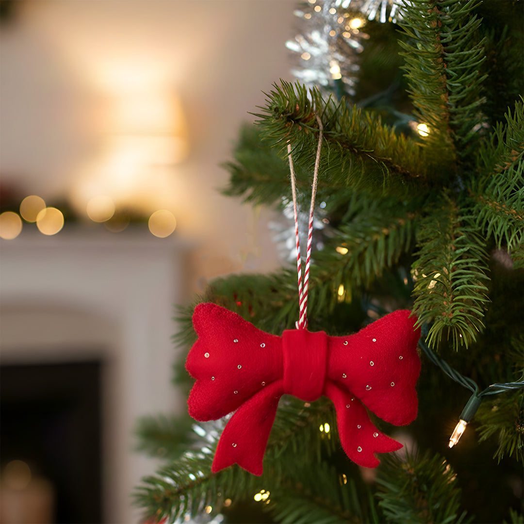 Ruby Ribbon Felt Ornament For Christmas Tree Decoration