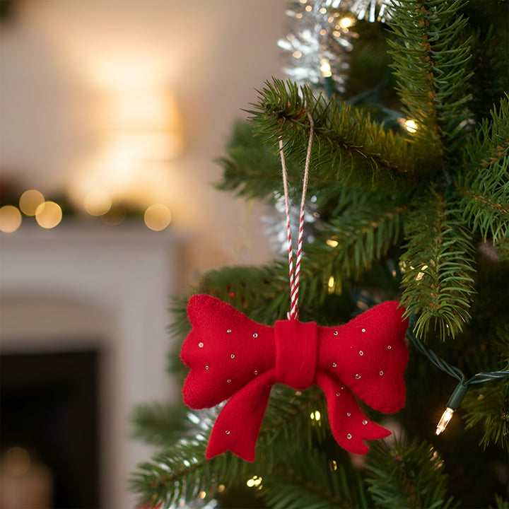 Ruby Ribbon Felt Ornament For Christmas Tree Decoration