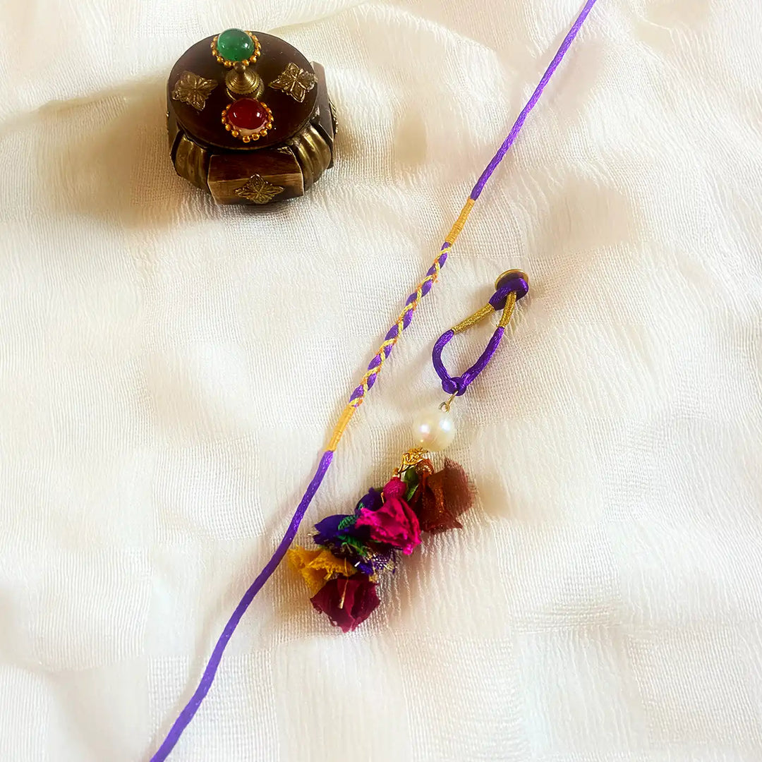 Handmade Ecofriendly Braided Multicolour Bhaiya Bhabhi Rakhi With Roli Chawal | Set Of 2