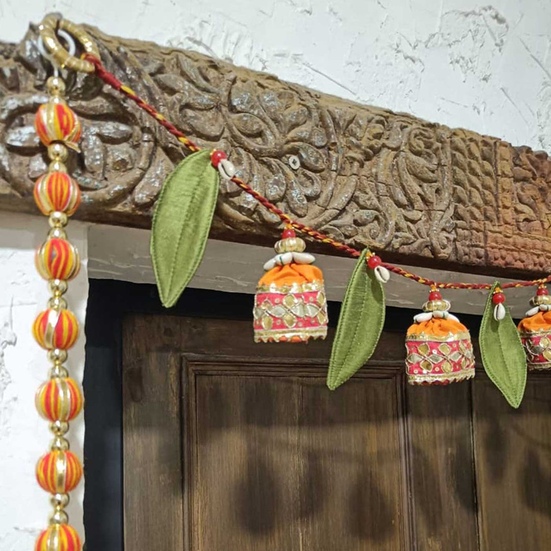 3 Pc | Handmade Ashok Patti Moli Banderwal Toran with Gota Jhumkas & Side Hangings