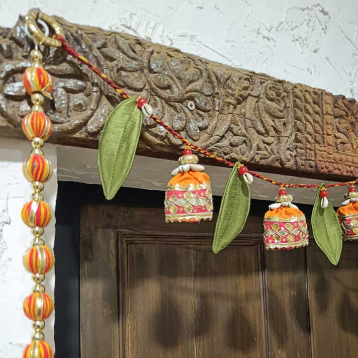 3 Pc | Handmade Ashok Patti Moli Banderwal Toran with Gota Jhumkas & Side Hangings